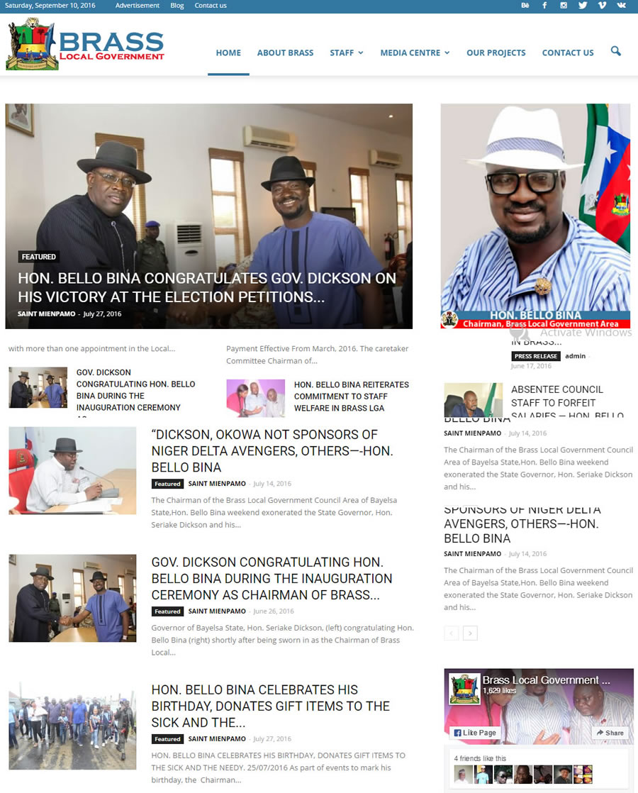 Website Design for Brass Local Government Council, Bayelsa State